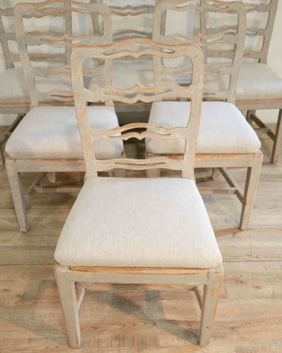 ON HOLD - Six Smiling Chairs Circa 1800 - JAA