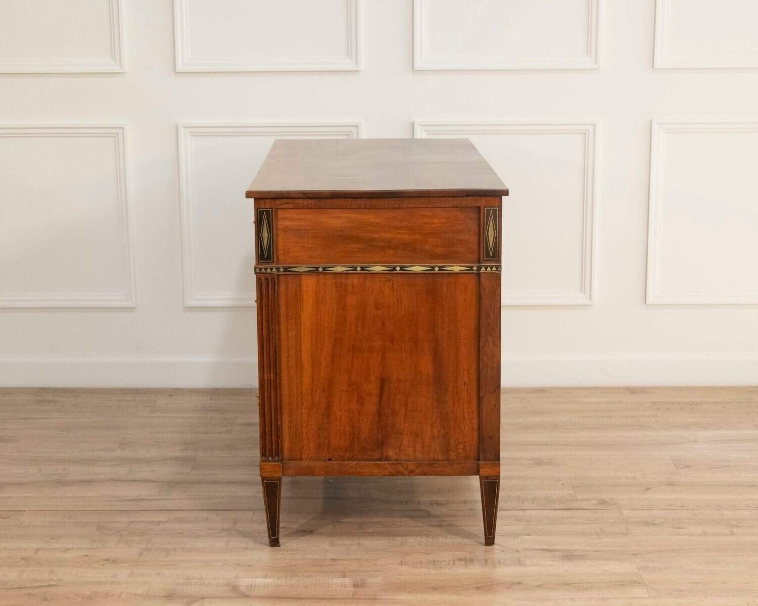 Louis XVI Walnut Chest of Drawers with Brass Inlay, France, Late 18th Century - JAA