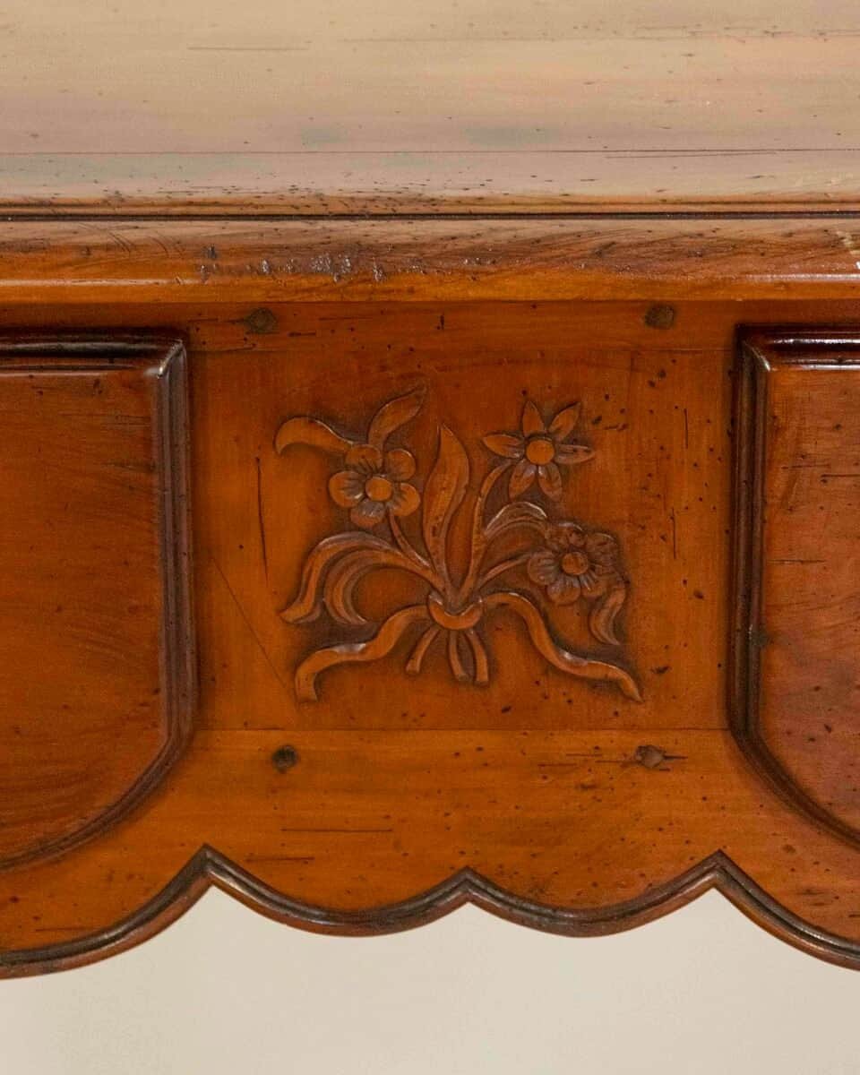 Provençal Walnut Console Table with Two Drawers, Louis XV Style, 20th Century - JAA