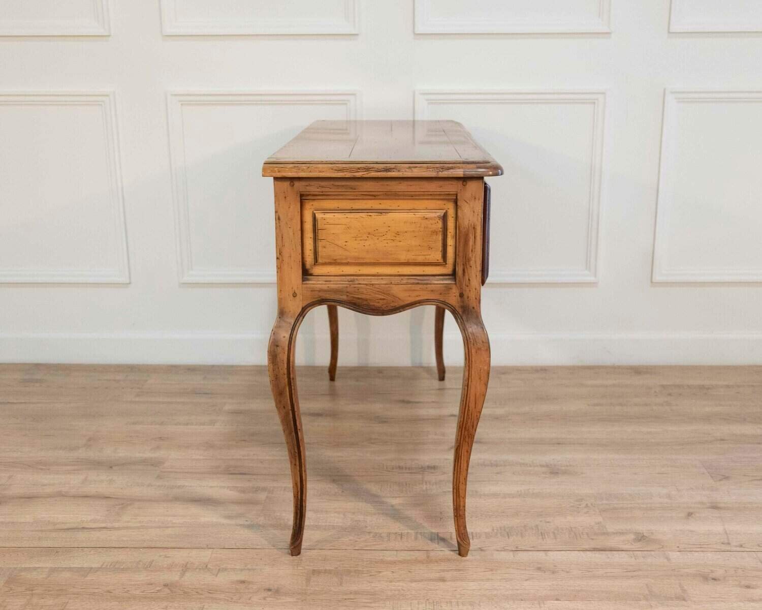 Provençal Walnut Console Table with Two Drawers, Louis XV Style, 20th Century - JAA