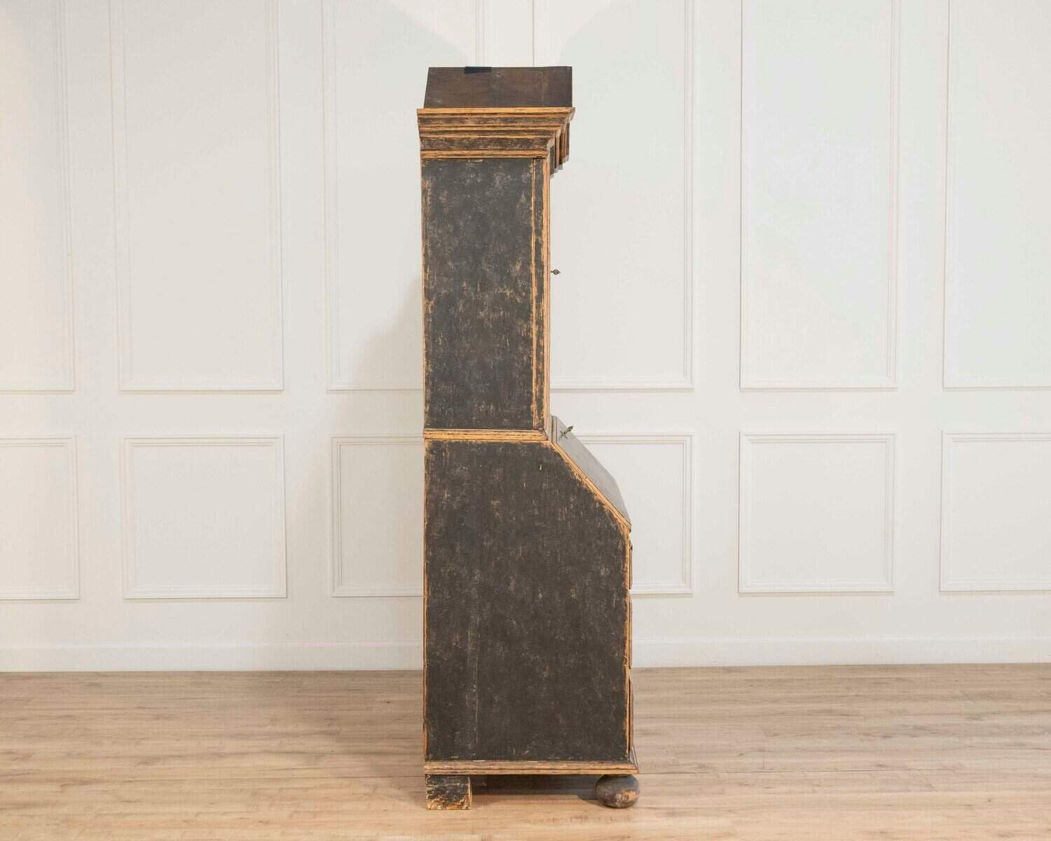 Baroque Secretary with Black Exterior and Blue Interior, Circa 1760 - JAA