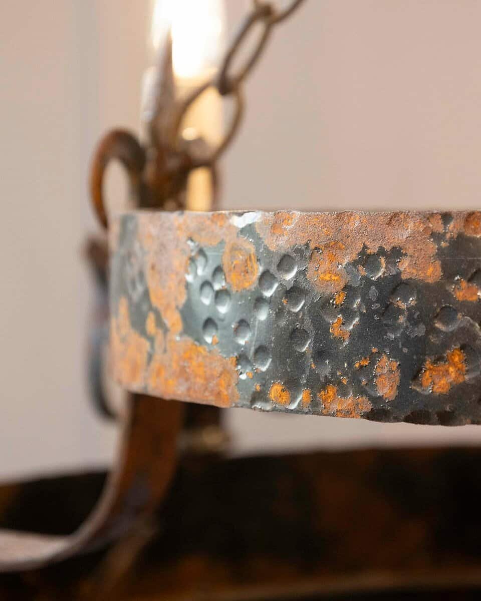 French 19th Century Black Iron Chandelier with Fleur-de-lis Design - JAA