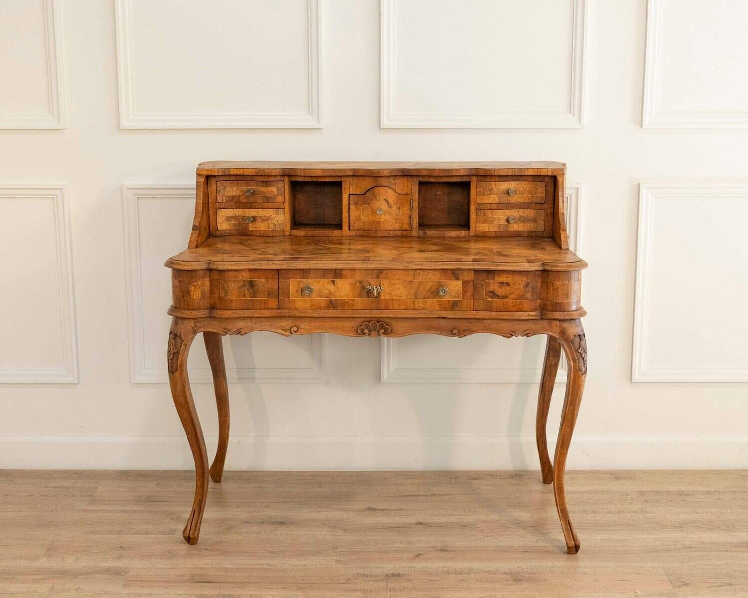 Louis XV–Style Tiered Desk in Burr Walnut, Eastern France, Late 19th Century - JAA