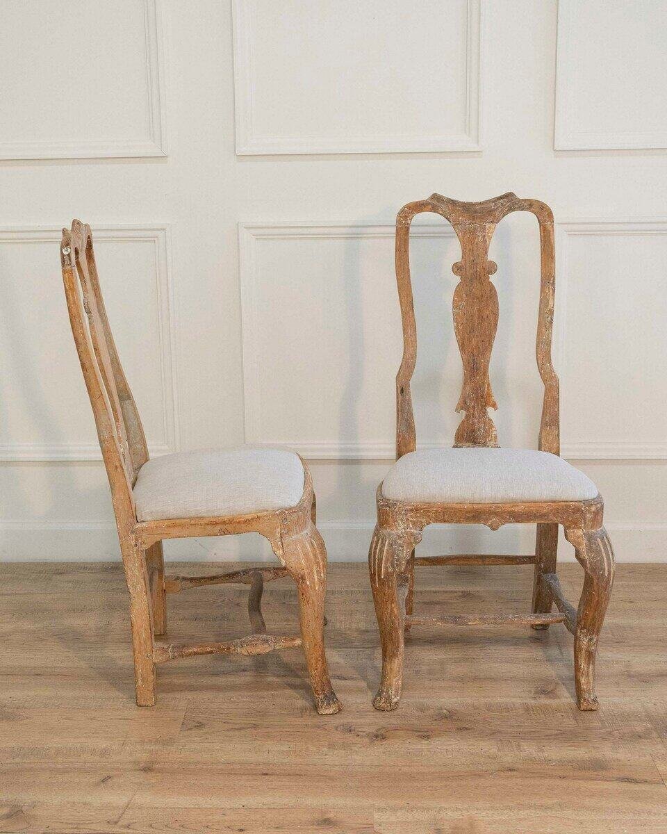 Pair of Swedish Rococo Chairs with Traces of Original Paint, Circa 1770 - JAA