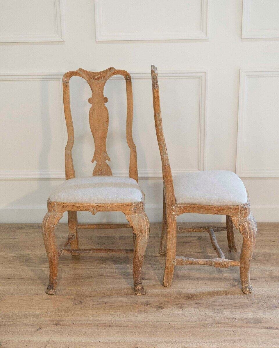 Pair of Swedish Rococo Chairs with Traces of Original Paint, Circa 1770 - JAA