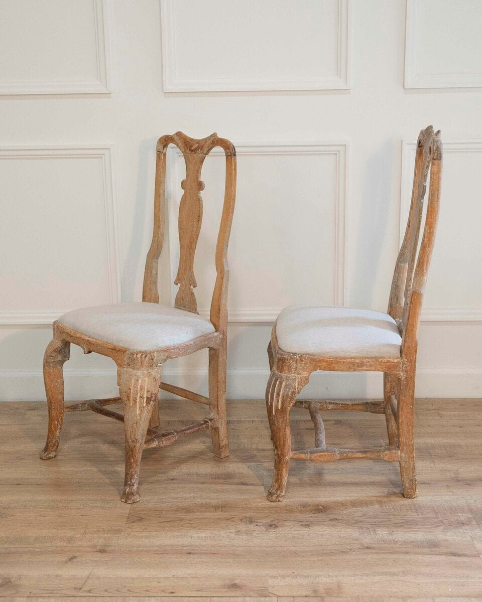 Pair of Swedish Rococo Chairs with Traces of Original Paint, Circa 1770 - JAA