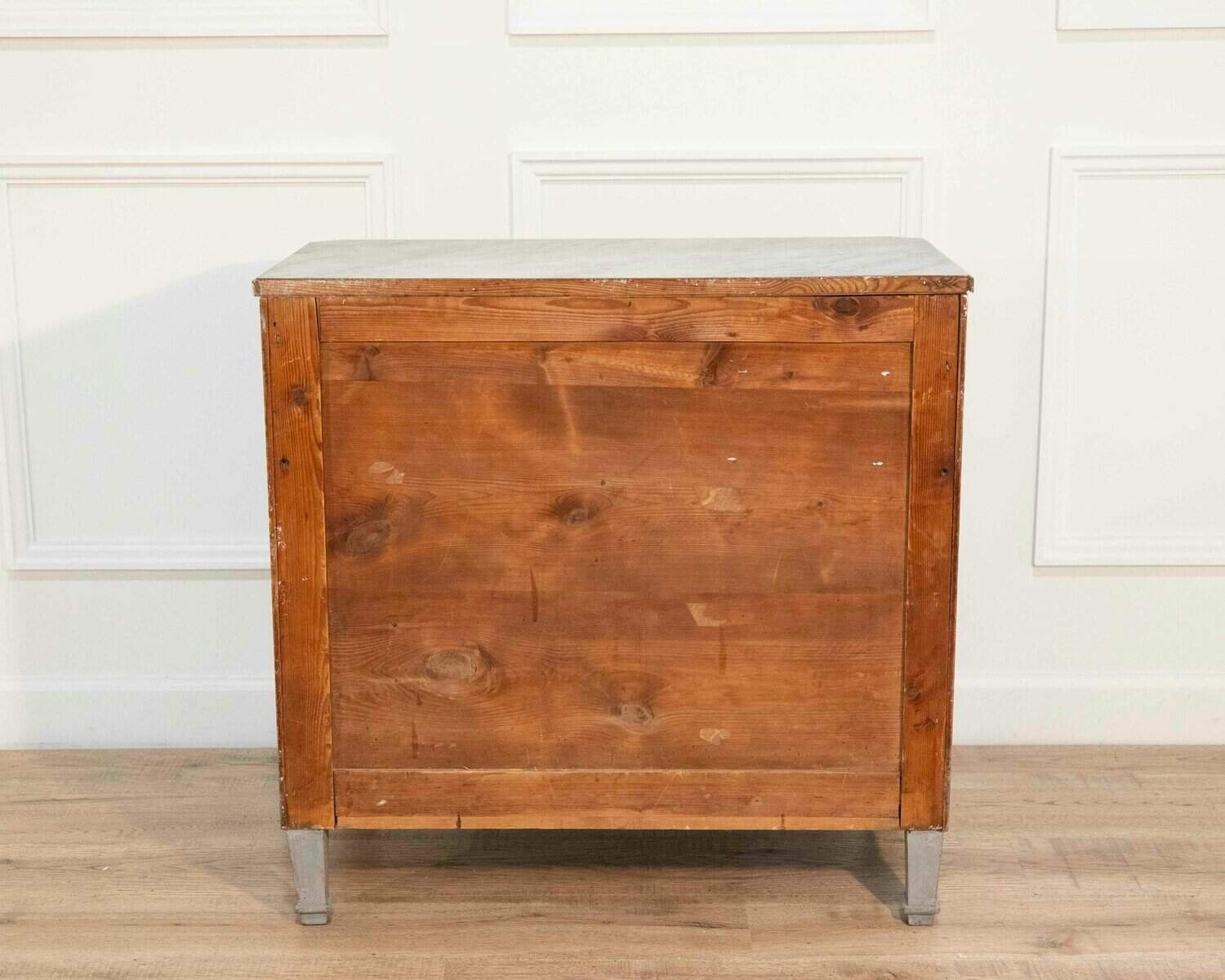Swedish Gustavian-Style Blue Chest of Drawers with Faux Marble Top, Circa 1890–1900 - JAA