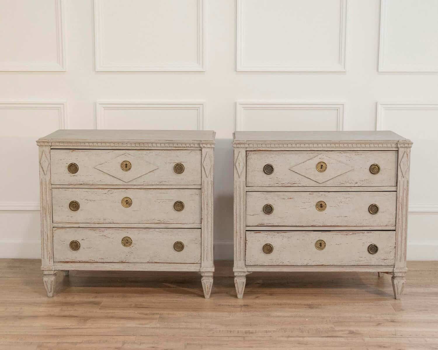 Pair of Swedish Carved and Painted Chests — Gustavian Revival - JAA