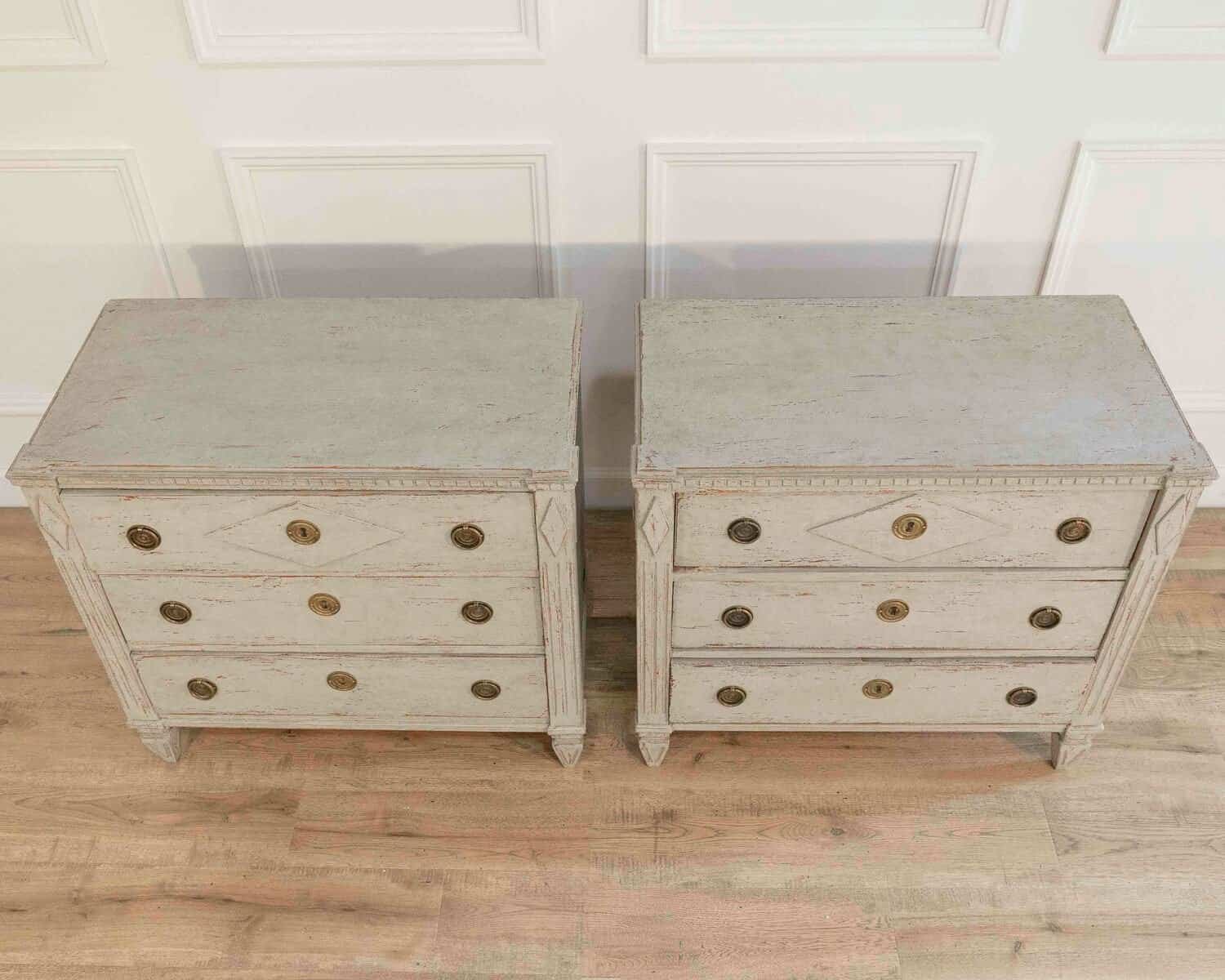 Pair of Swedish Carved and Painted Chests — Gustavian Revival - JAA