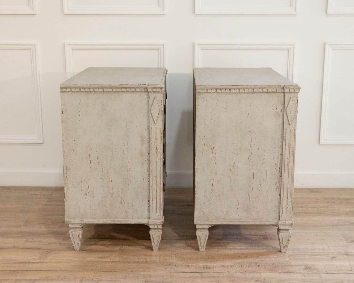Pair of Swedish Carved and Painted Chests — Gustavian Revival - JAA