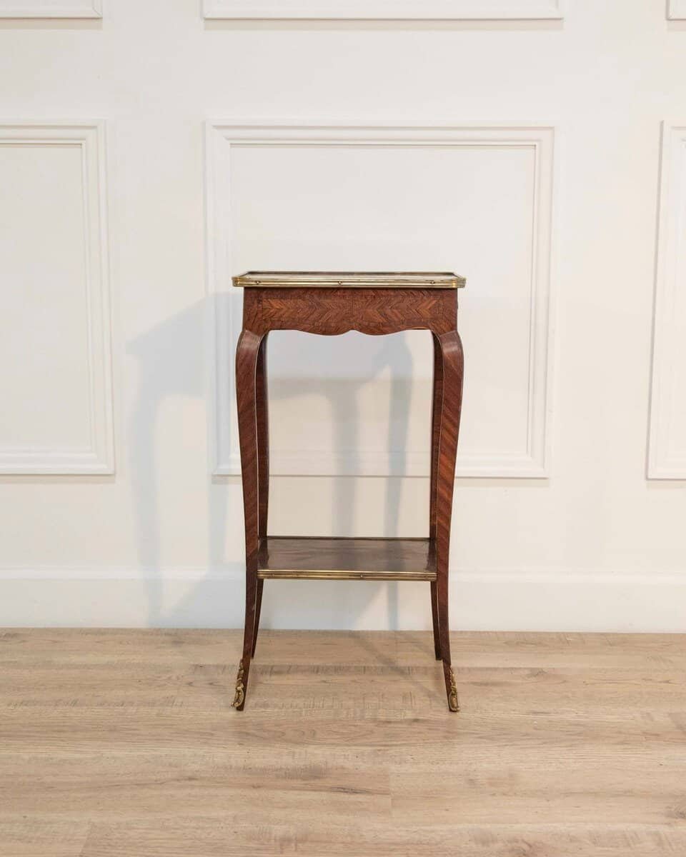 Small Louis XV–Style Marquetry Side Table with Floral Inlay, France - JAA