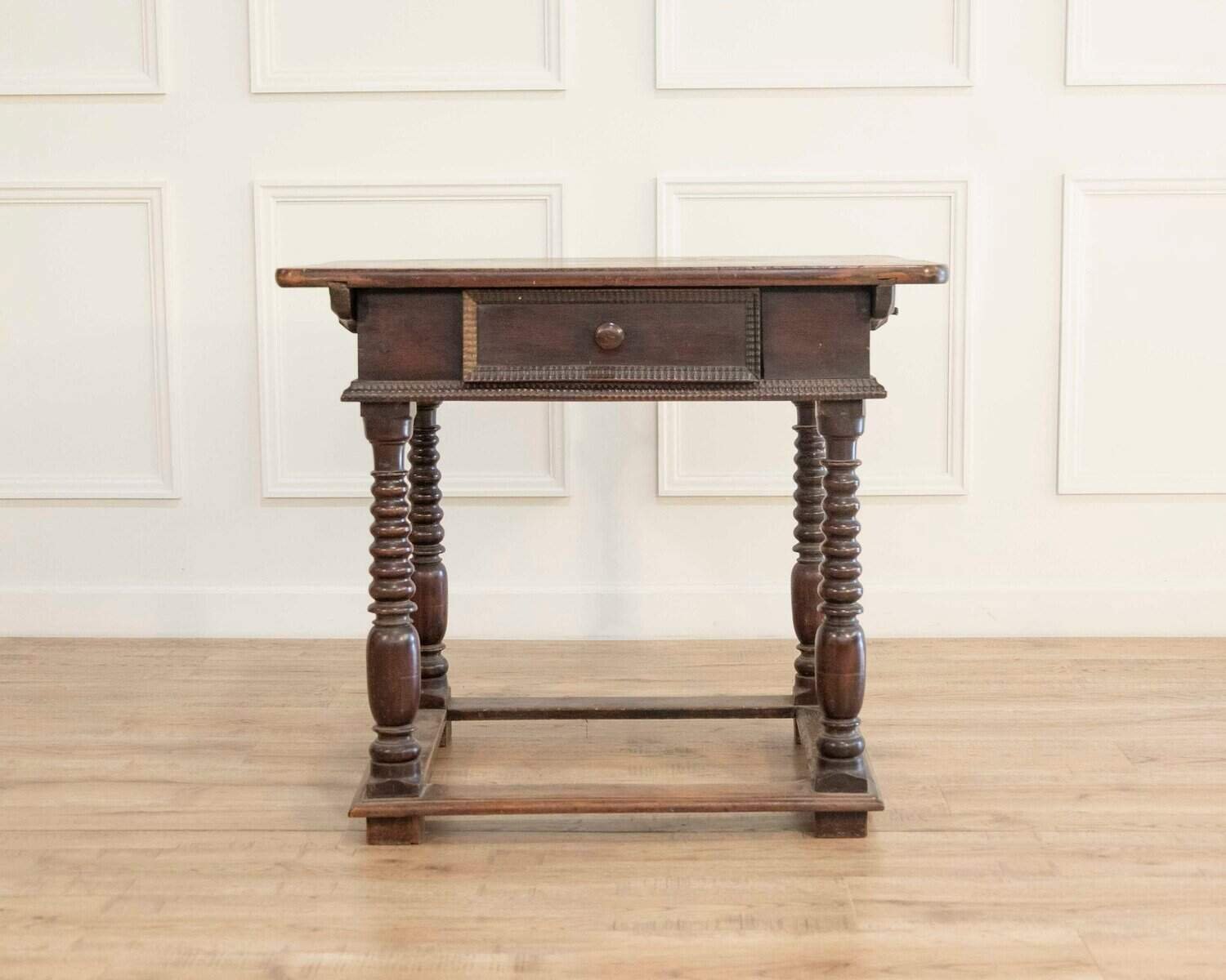 French Changer’s Table from Jura in Walnut with Turned Legs, 18th Century - JAA