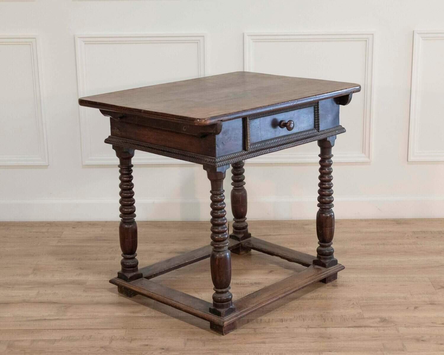 French Changer’s Table from Jura in Walnut with Turned Legs, 18th Century - JAA