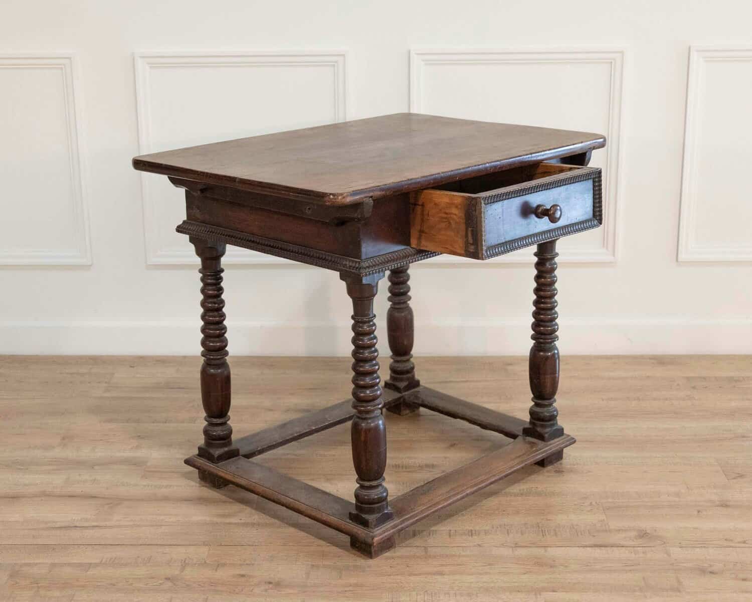 French Changer’s Table from Jura in Walnut with Turned Legs, 18th Century - JAA