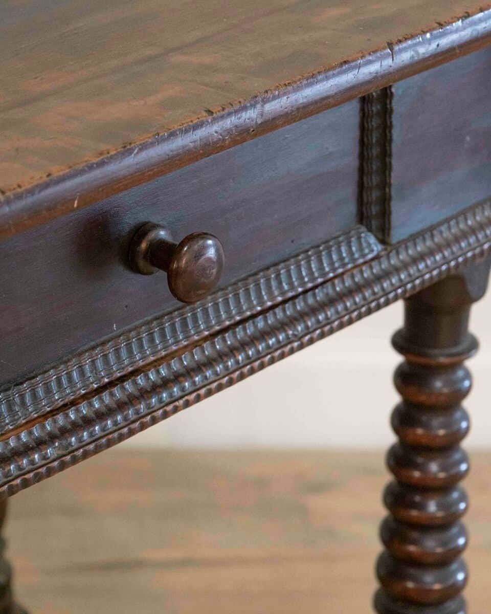 French Changer’s Table from Jura in Walnut with Turned Legs, 18th Century - JAA
