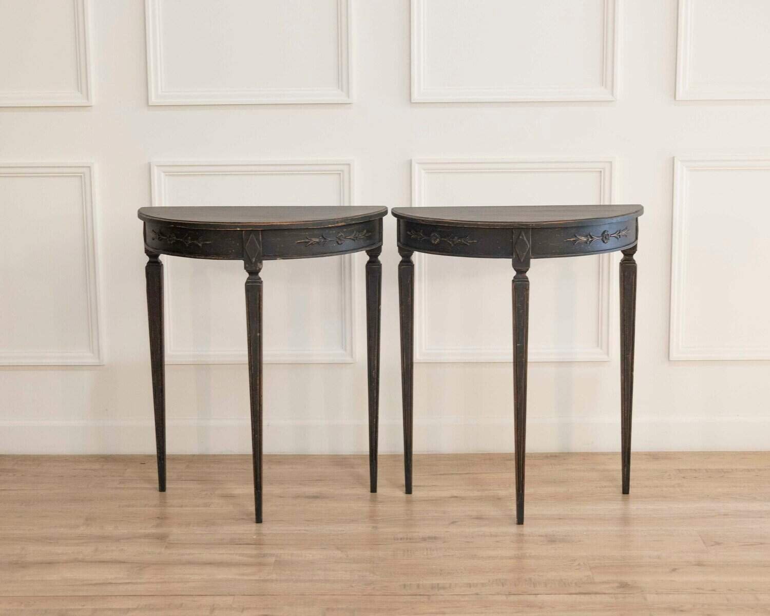 Pair of Demi-Lune Tables, Early 20th Century - JAA