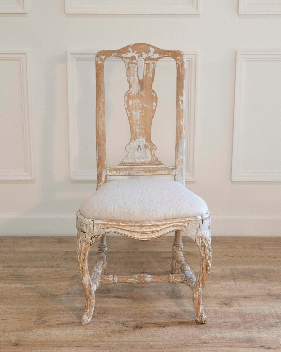 Swedish Rococo Chair from Stockholm with Scraped Original Paint, Circa 1760 - JAA