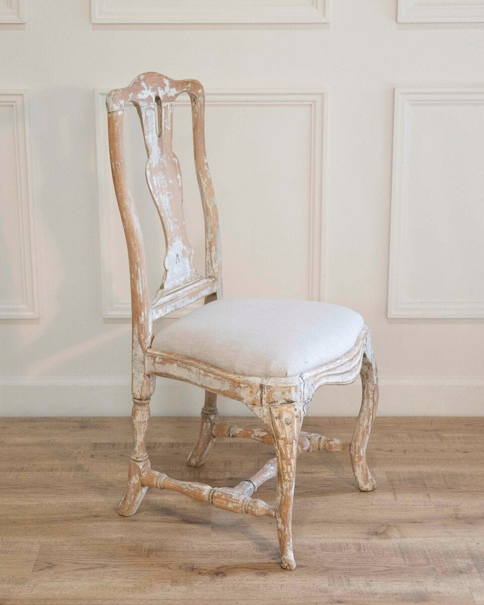 Swedish Rococo Chair from Stockholm with Scraped Original Paint, Circa 1760 - JAA