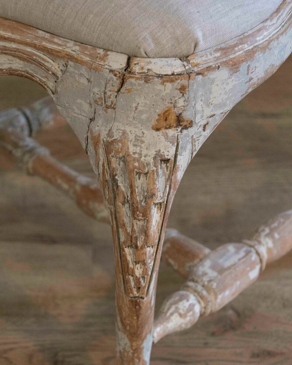 Swedish Rococo Chair from Stockholm with Scraped Original Paint, Circa 1760 - JAA