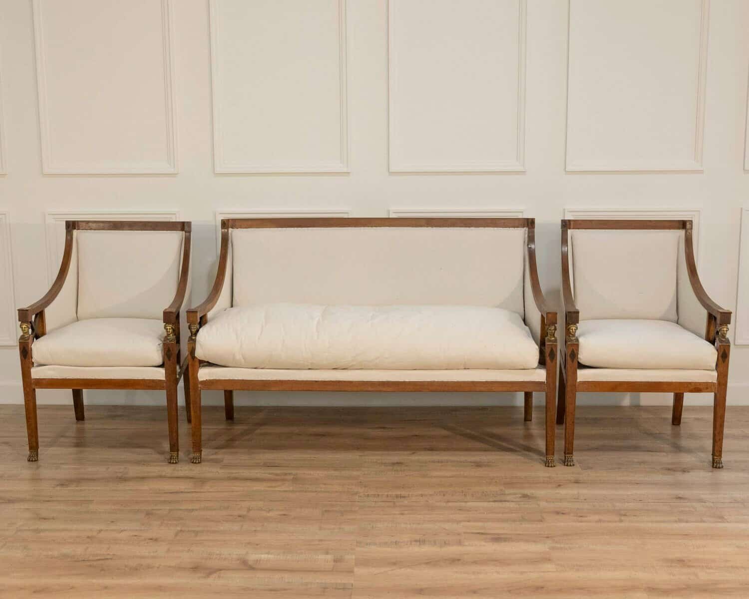 19th Century Swedish Salon Suite with Sofa and Pair of Armchairs - JAA