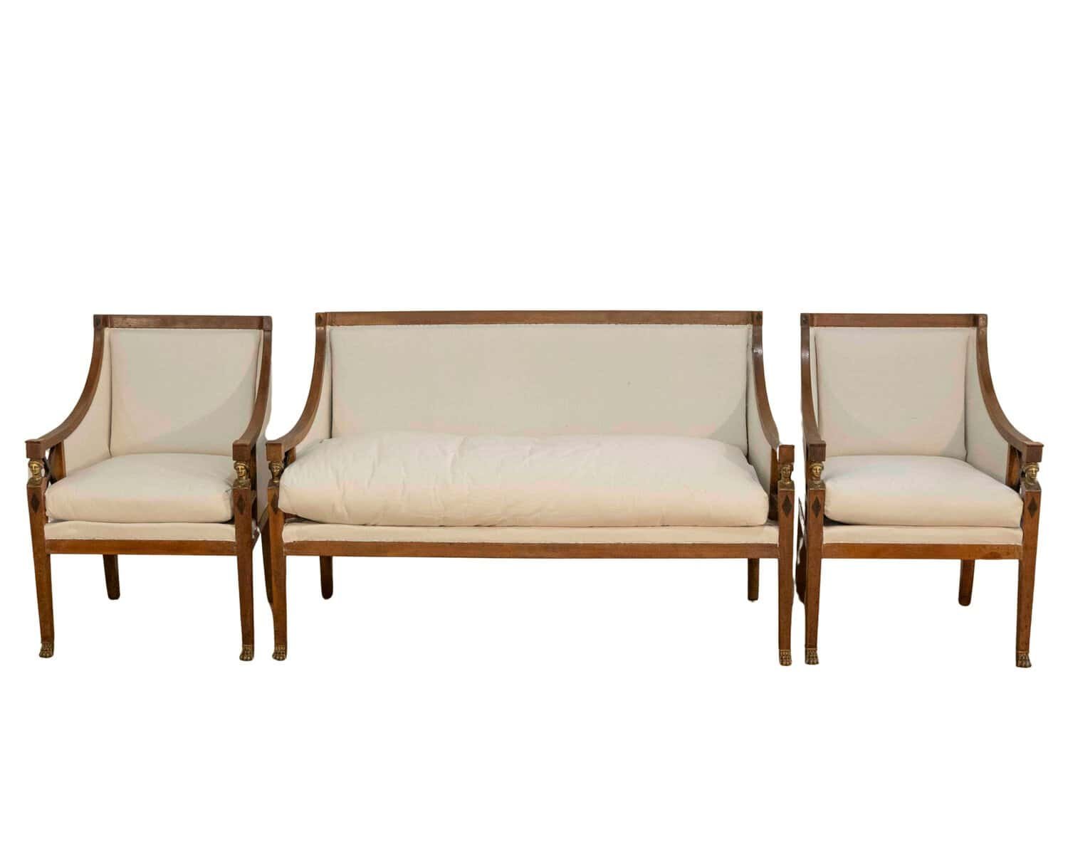 19th Century Swedish Salon Suite with Sofa and Pair of Armchairs