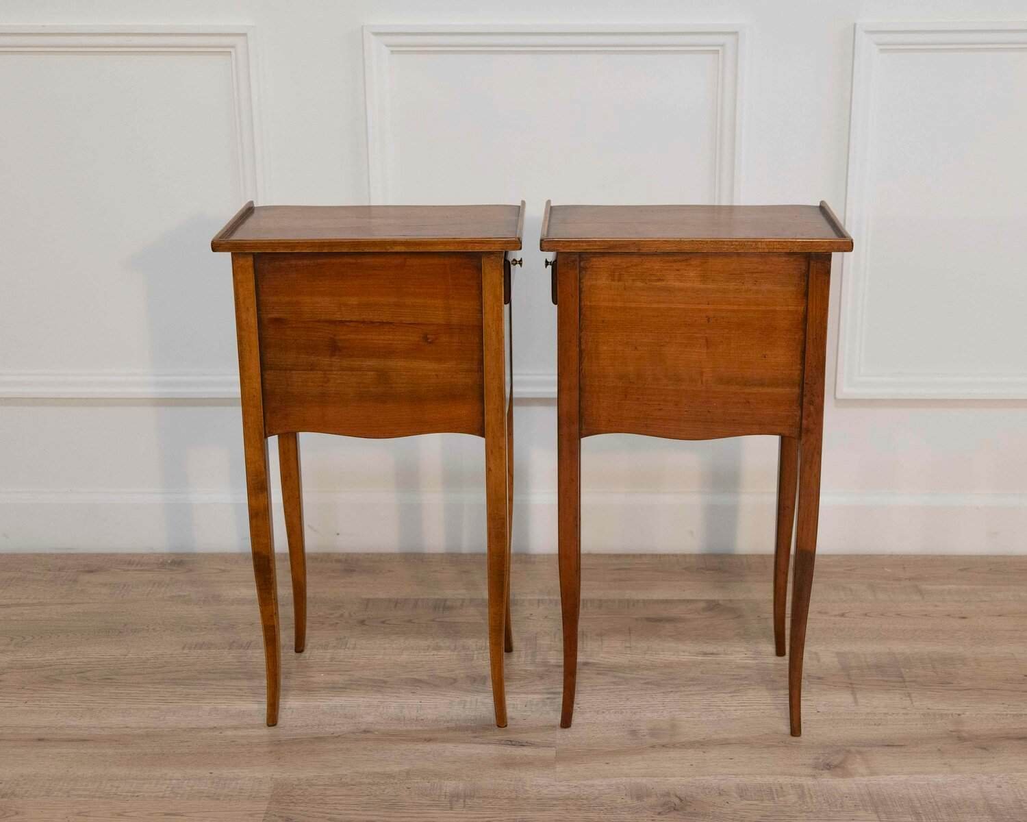 Pair of Louis XV–Style Walnut Bedside Tables with Three Drawers, France - JAA