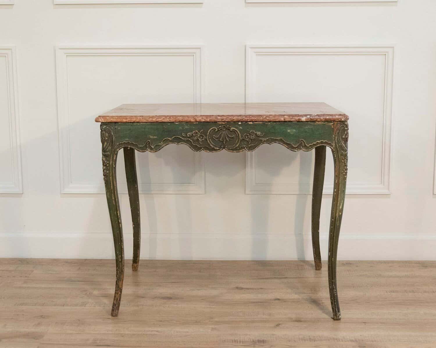 Regency Period Painted Game Table with Marble Top, Early 19th Century - JAA