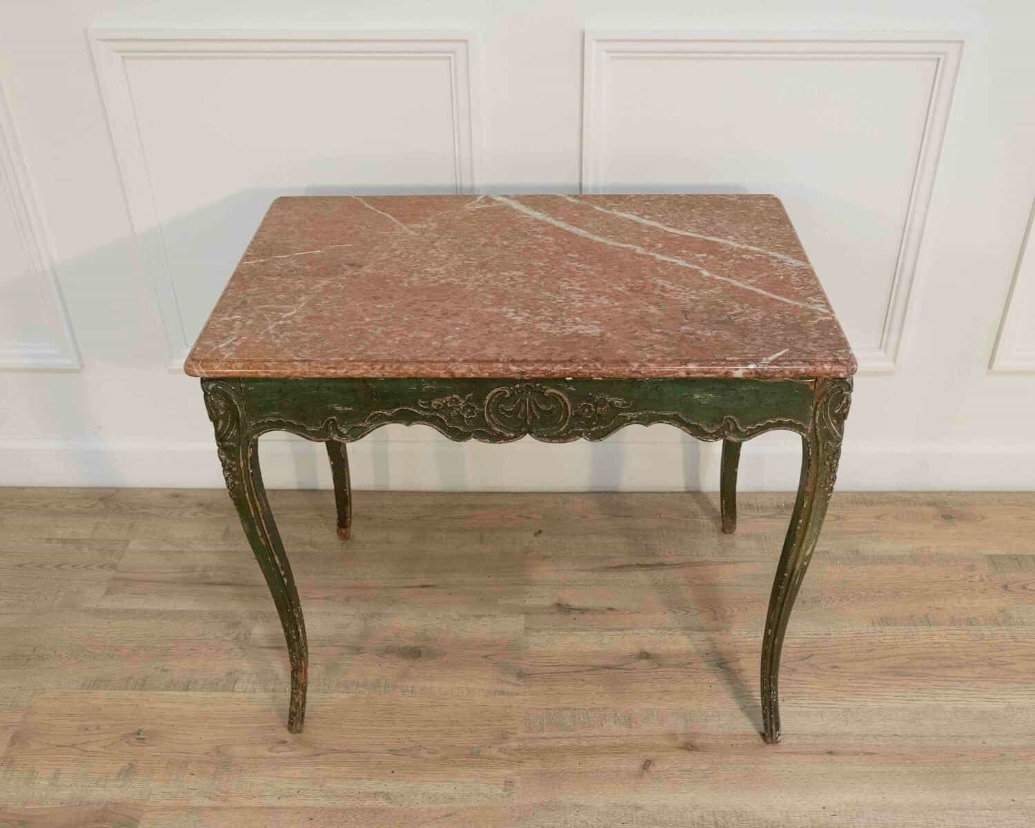 Regency Period Painted Game Table with Marble Top, Early 19th Century - JAA