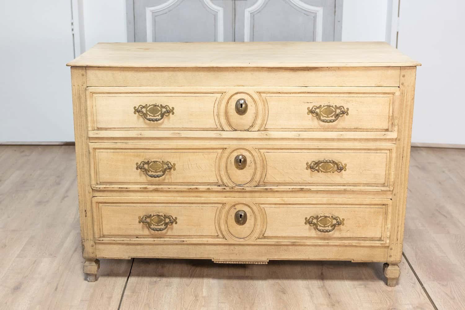 19th Century French Bleached Oak Commode - JAA