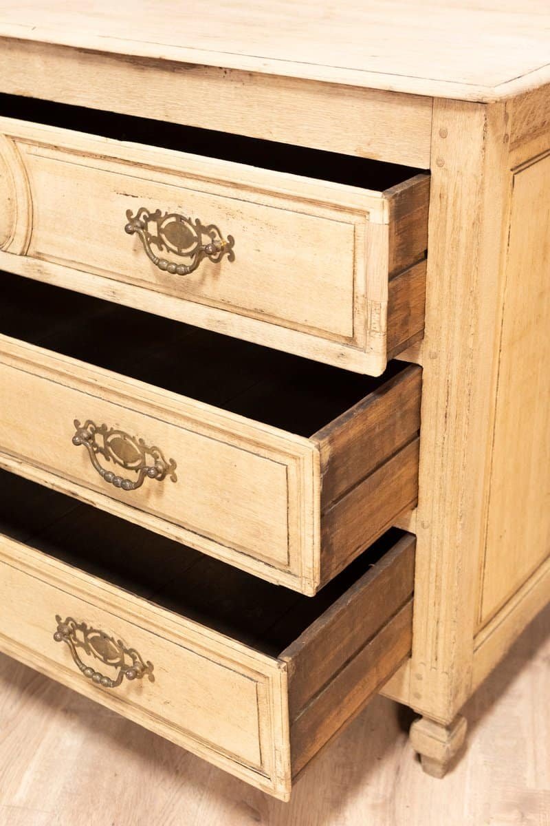 19th Century French Bleached Oak Commode - JAA