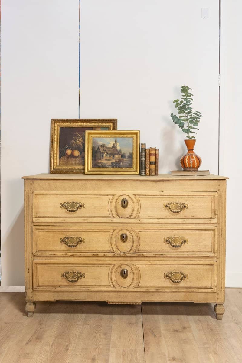 19th Century French Bleached Oak Commode - JAA