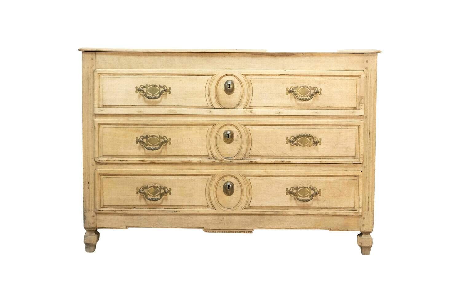 19th Century French Bleached Oak Commode