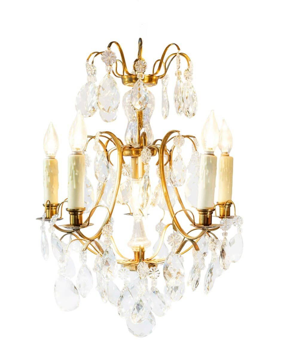 Swedish prism chandelier in rococo style