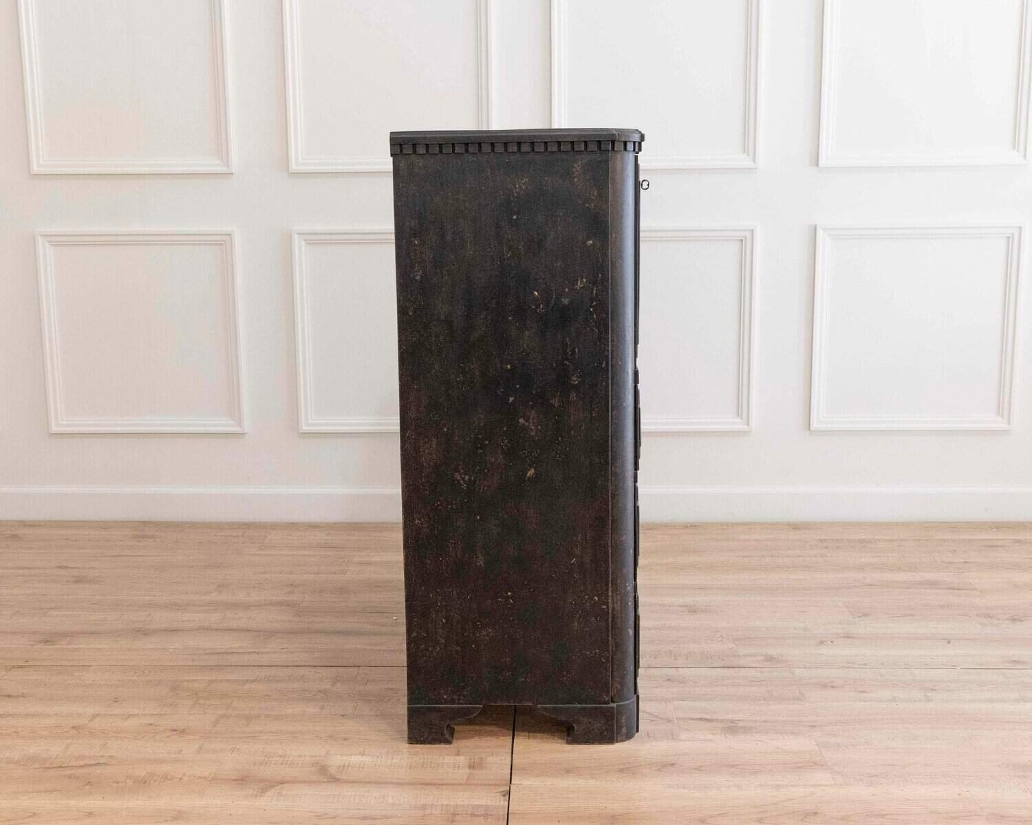 ON HOLD - Swedish Painted Bureau with Secretary Interior in Black, Mid-19th Century - JAA