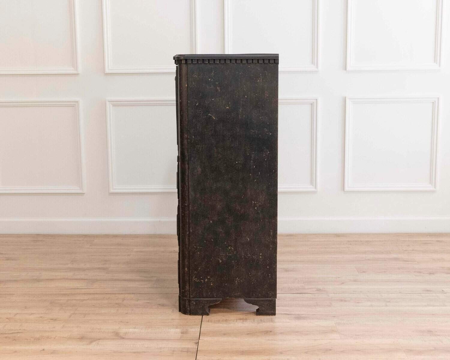 ON HOLD - Swedish Painted Bureau with Secretary Interior in Black, Mid-19th Century - JAA