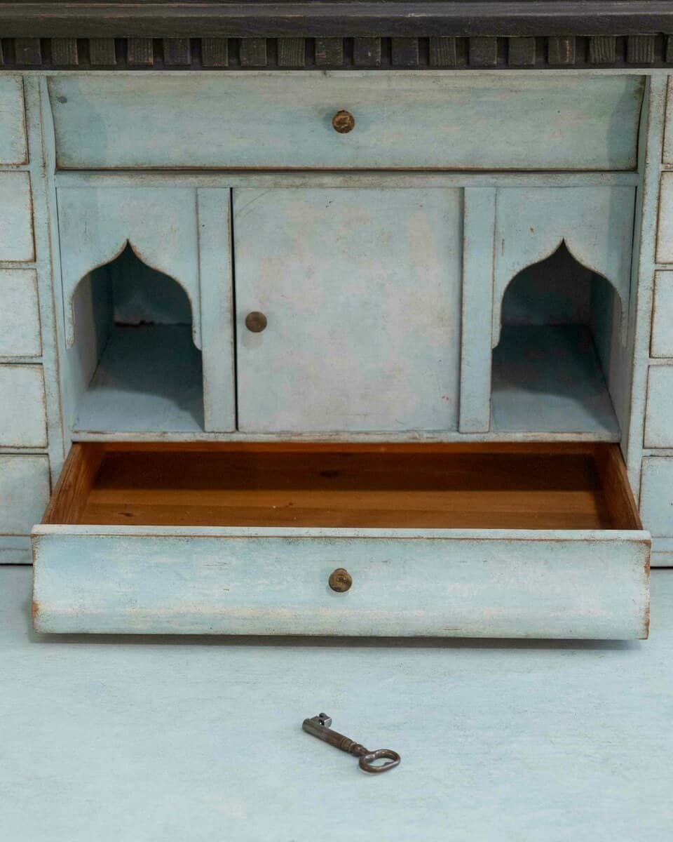 ON HOLD - Swedish Painted Bureau with Secretary Interior in Black, Mid-19th Century - JAA