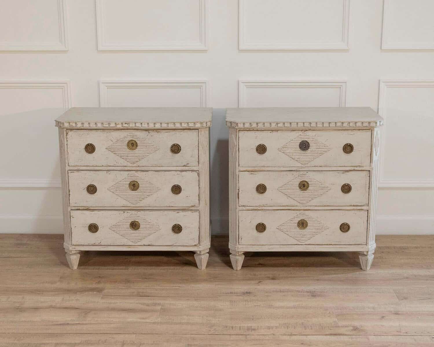 Pair of Gustavian-Style Painted Chests — Circa 1920s Scandinavian - JAA