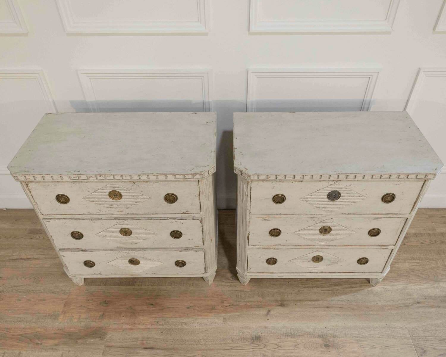 Pair of Gustavian-Style Painted Chests — Circa 1920s Scandinavian - JAA