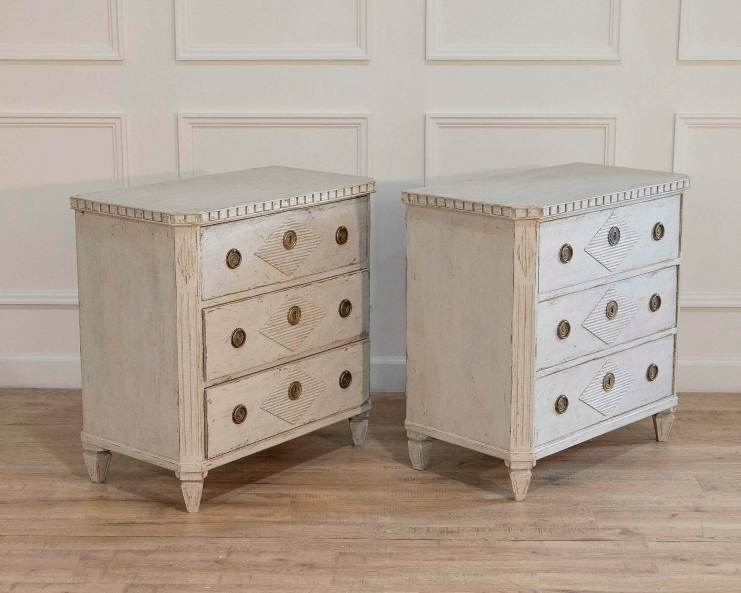 Pair of Gustavian-Style Painted Chests — Circa 1920s Scandinavian - JAA