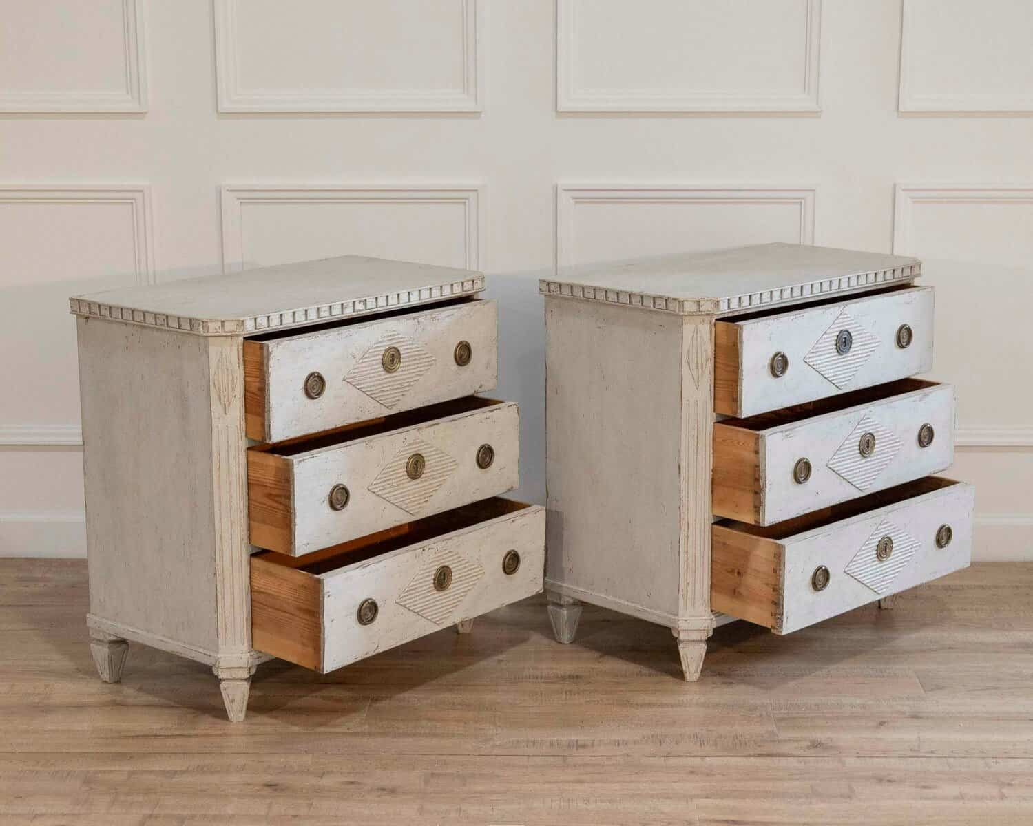 Pair of Gustavian-Style Painted Chests — Circa 1920s Scandinavian - JAA