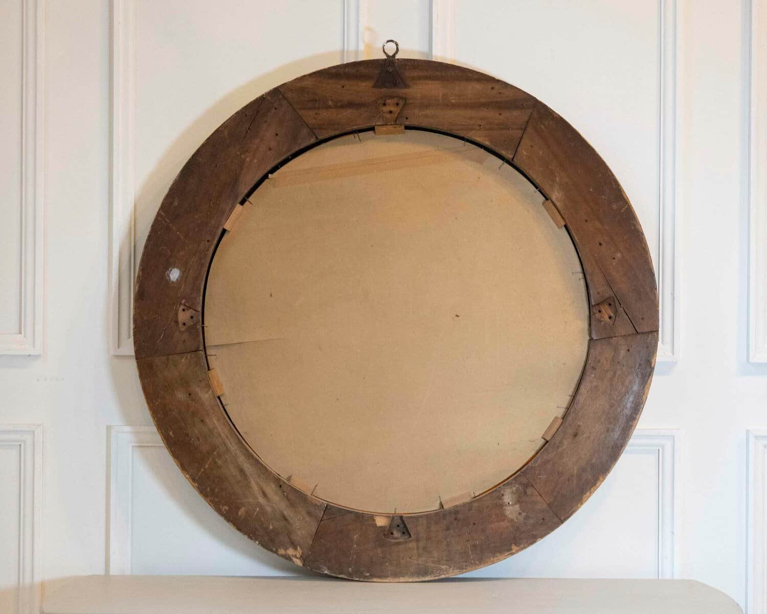 ON HOLD - Italian Giltwood Round Mirror, Finely Carved, 19th Century - JAA