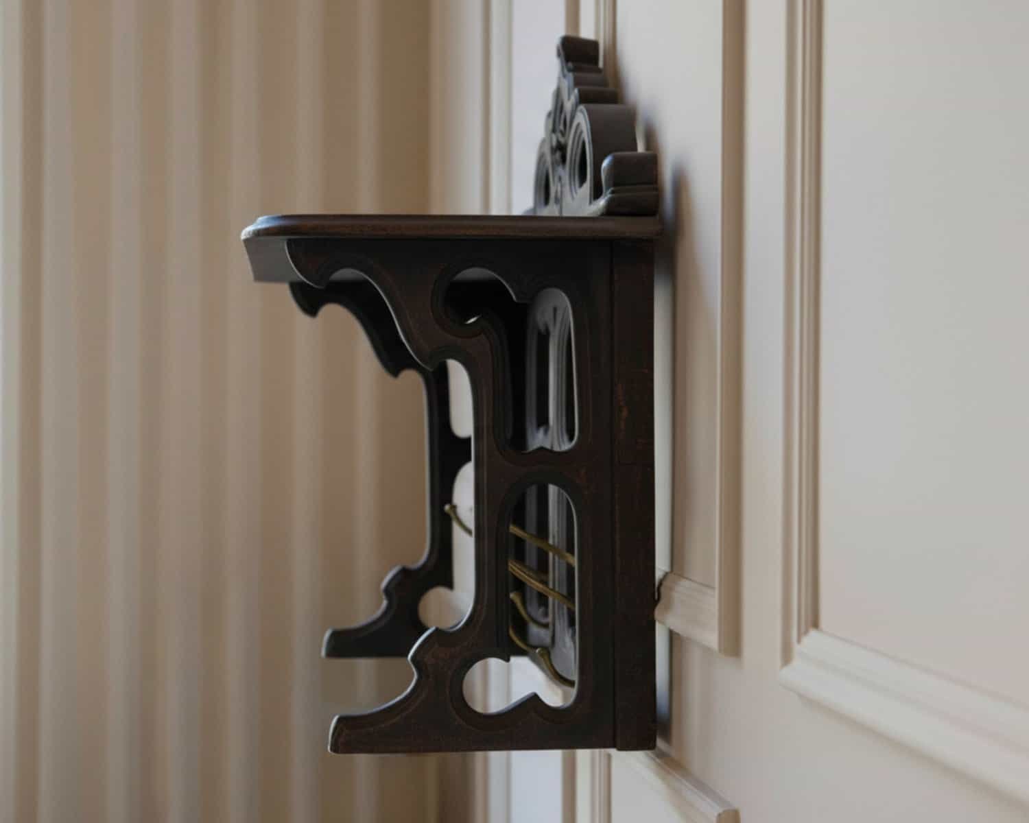 Early 20th Century Swedish Wall-Mounted Coat Rack with Brass Hooks - JAA