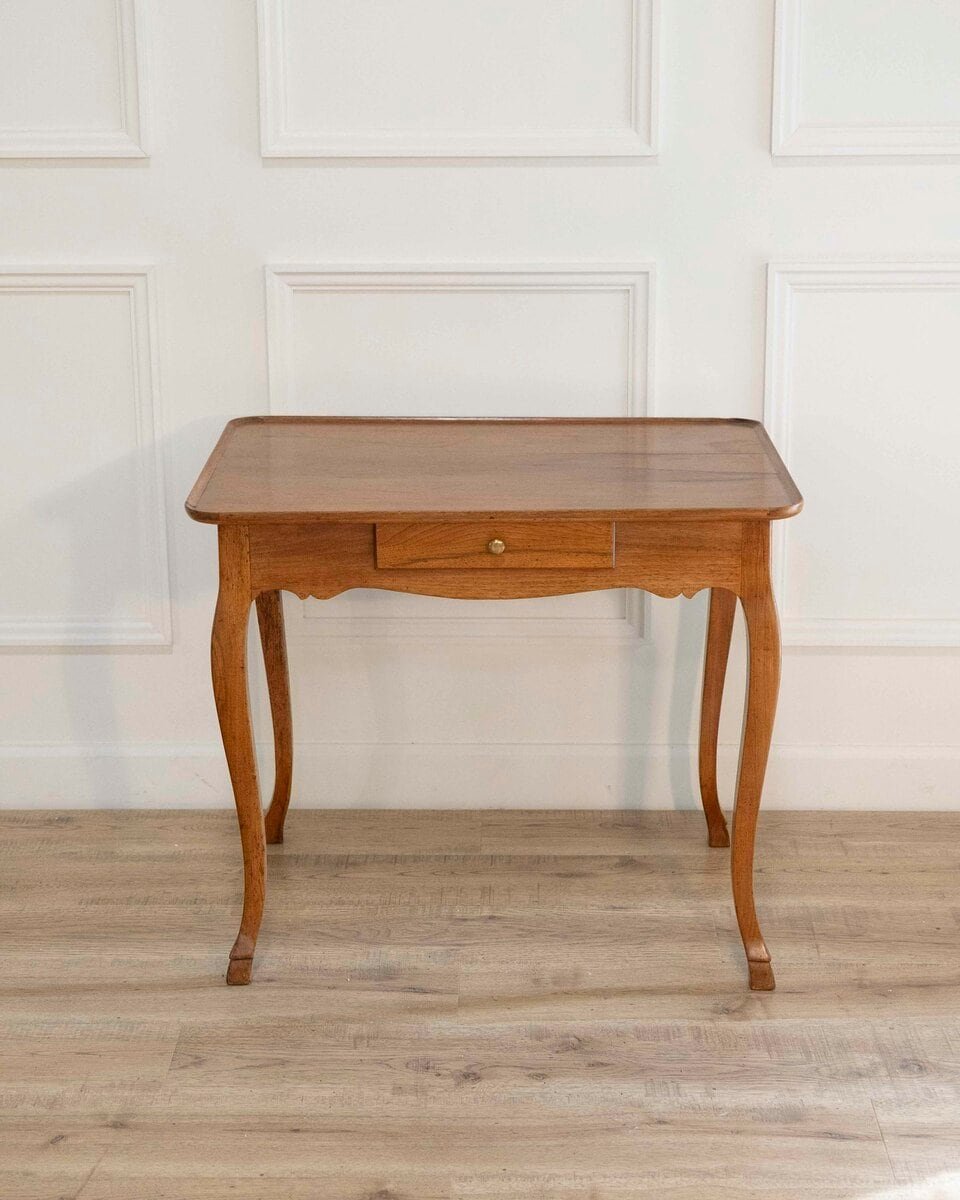 French Walnut Writing Table with Cabriole Legs, Late 19th Century - JAA