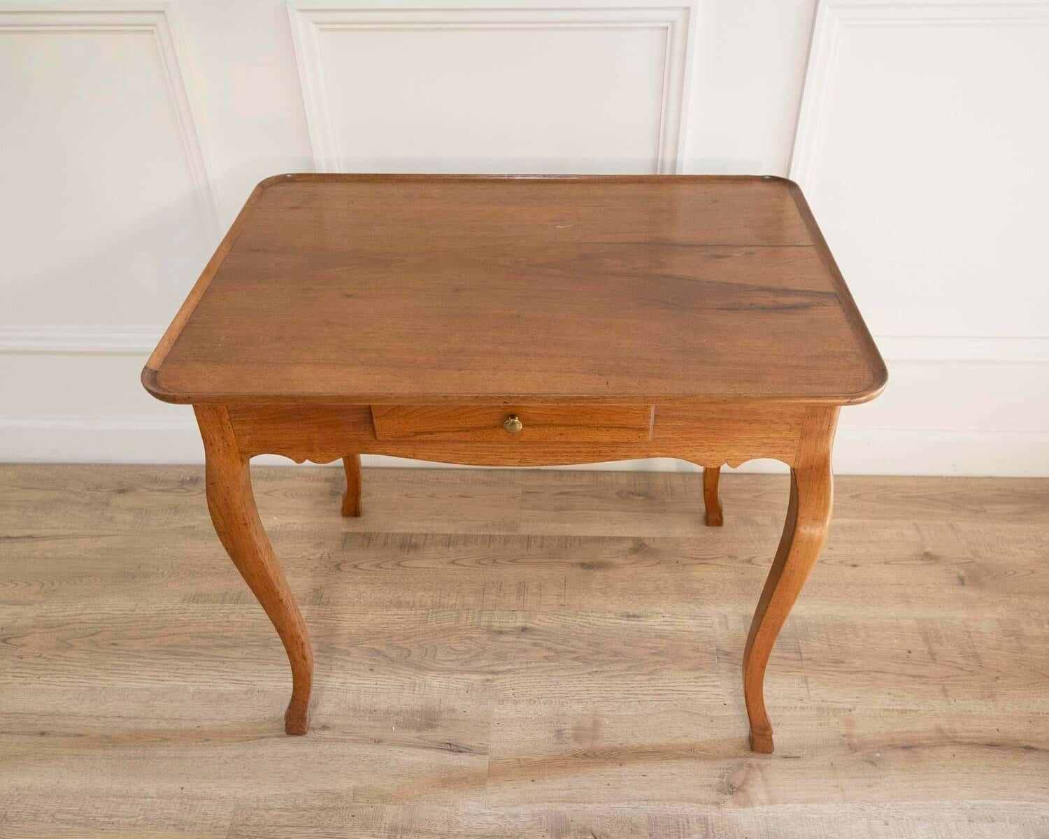 French Walnut Writing Table with Cabriole Legs, Late 19th Century - JAA