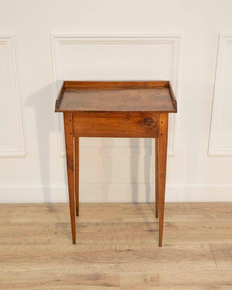 Louis XVI–Style Walnut Side Table with Gallery Top, France - JAA