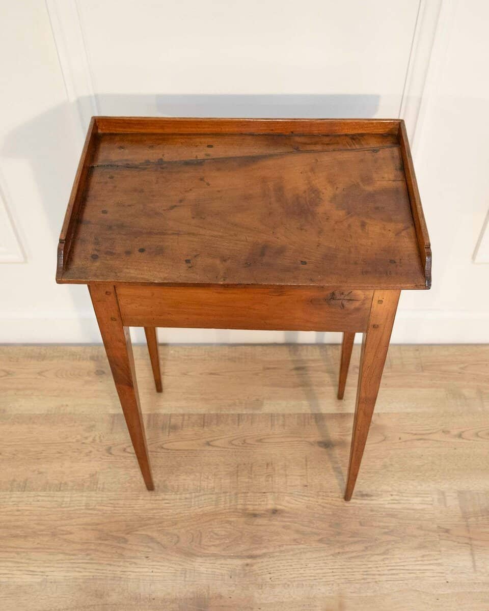 Louis XVI–Style Walnut Side Table with Gallery Top, France - JAA