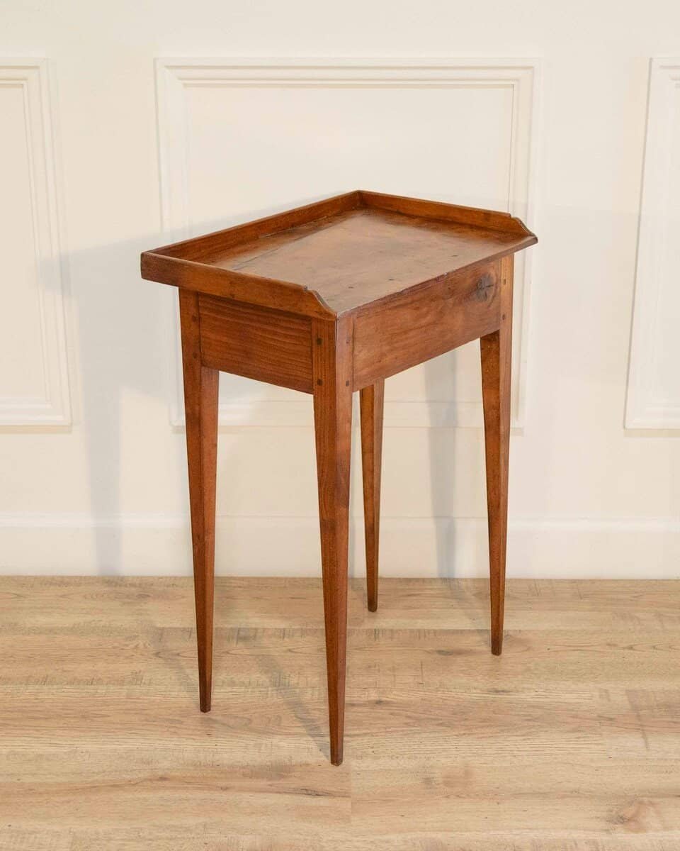 Louis XVI–Style Walnut Side Table with Gallery Top, France - JAA