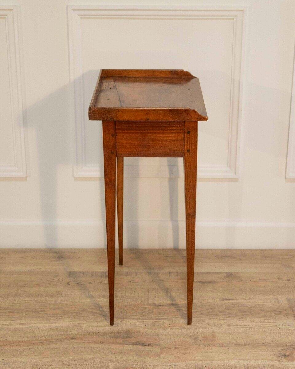 Louis XVI–Style Walnut Side Table with Gallery Top, France - JAA