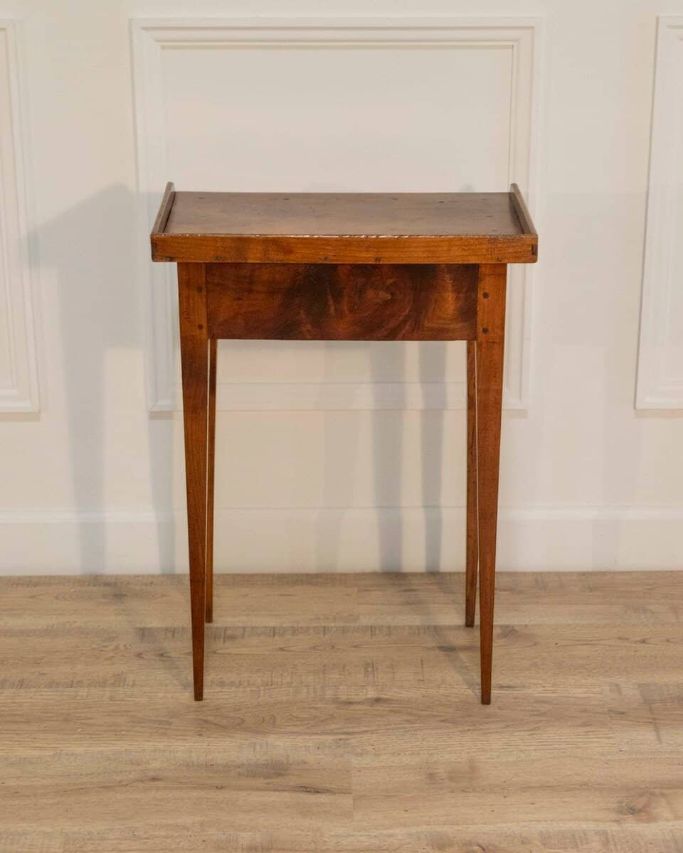 Louis XVI–Style Walnut Side Table with Gallery Top, France - JAA