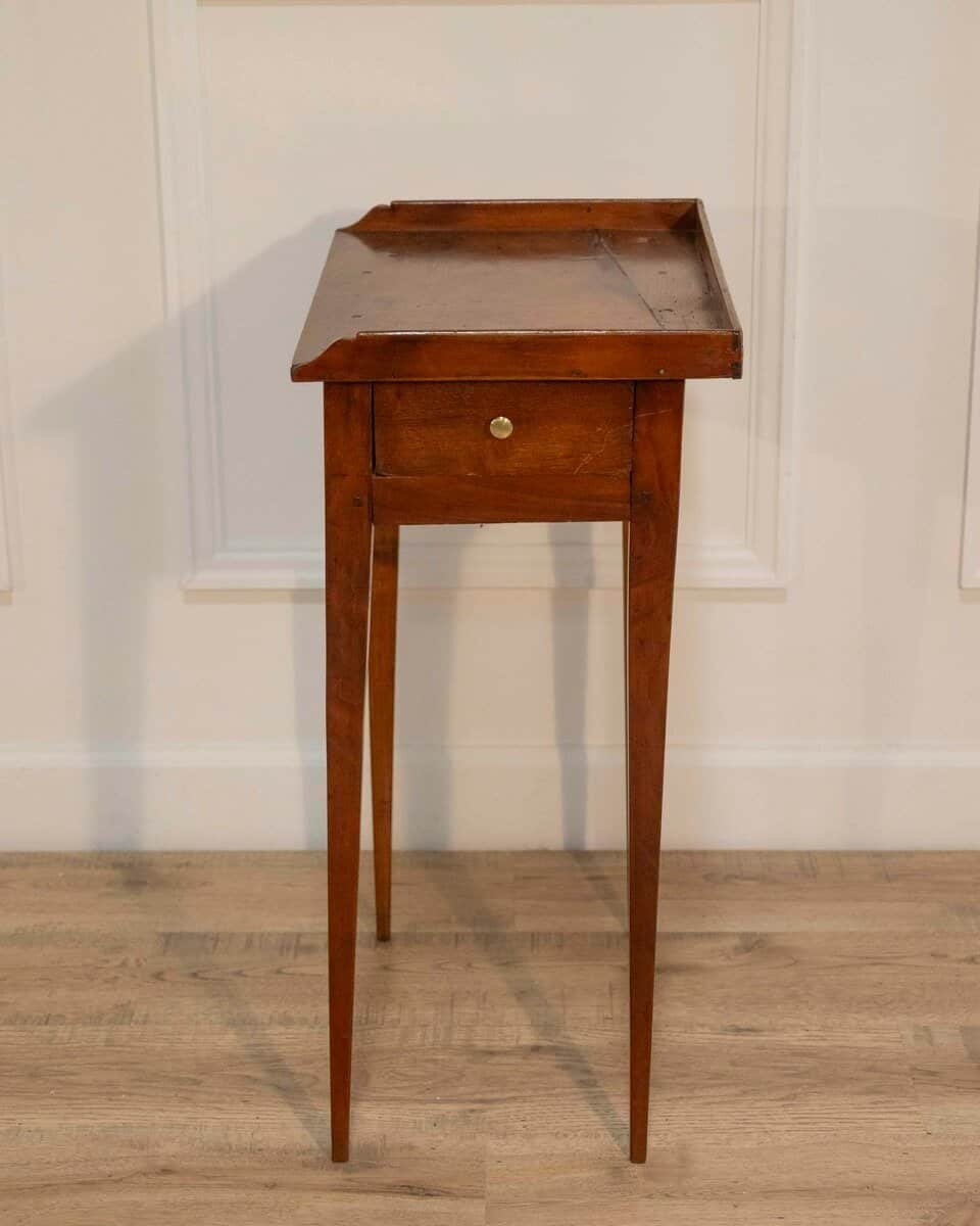Louis XVI–Style Walnut Side Table with Gallery Top, France - JAA